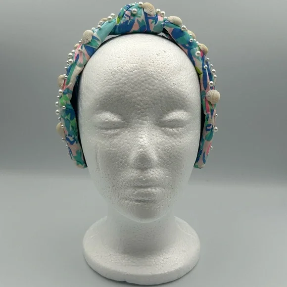Lele Sadoughi X Lilly Pulitzer Cabana Cocktail Pearl Shell Knotted Headband - Picture 9 of 16